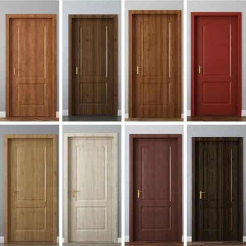 3D Door Sticker Wallpaper Wood Stripe Pure Color Home Decorative Pvc Self-Adhesive Peel Wallpaper Renovation Sticker for Door