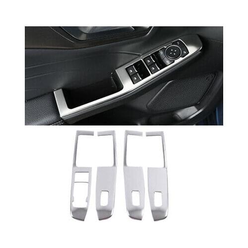 4* LHD Steel Matte Inner Door Window Lift Switch Cover For Ford Kuga Escape 2020