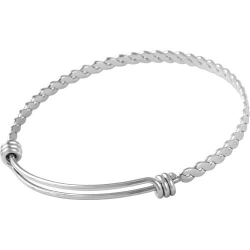 50pcs/lot China Fashion Bangle, Twist Wire Bangle Bracelet,Custom Charm Bracelet, Stainless Steel Adjustable Twisted Bangles