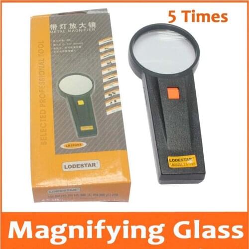 5X 70MM LED Illuminated Pocket Gift Handheld Reading Newspaper Elderly People Magnifier Loupe Reading Glass Magnifying Glass