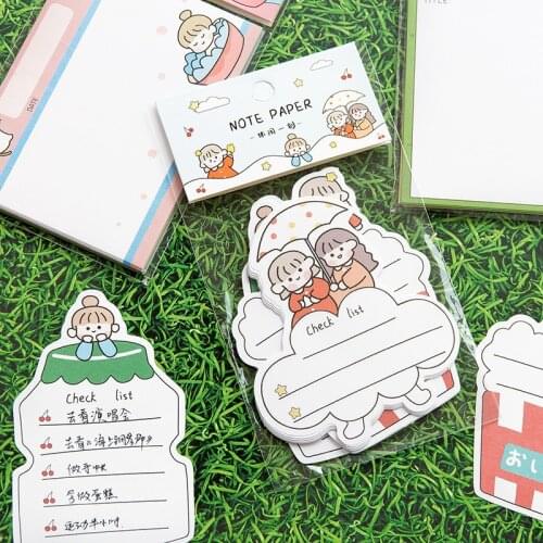 30 Pcs Good Life SeriesCute Character Note Memo Pad Kawaii Stationery Notes Portable Notepad School Office Supply Papeleria