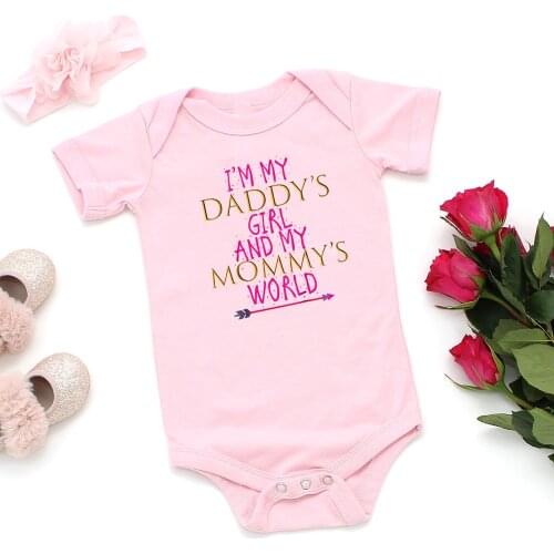 Baby Girl bodysuit I'm Daddys Girl and Mommys World Cute Baby Girl Bodysuits baby short sleeve jumpsuit