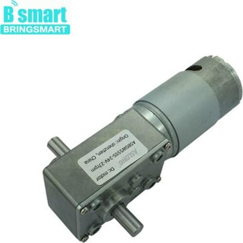 Bringsmart A58SW-555S 6- 24V Worm Gear Motor 12V Double Shaft Rversible High Torque Door Lock Self-locking Intelligent Device