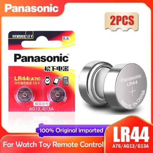 2PCS Panasonic LR44 LR 44 A76 AG13 1.5V Button Cell G13A LR44 LR1154 SR1154 357A SR44 SR44SW SR44W GP76 Toy Watch Clock Battery