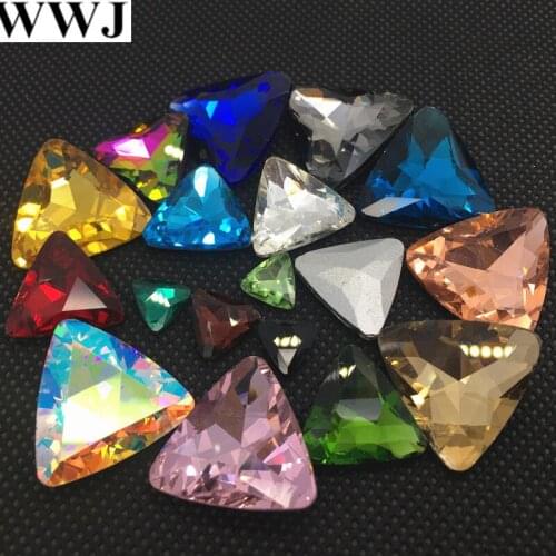 All Sizes Colors Pointback Triangle Glass Crystal Fancy Stone 18mm,23mm Bling Crystal AB,red, For Jewelry Making