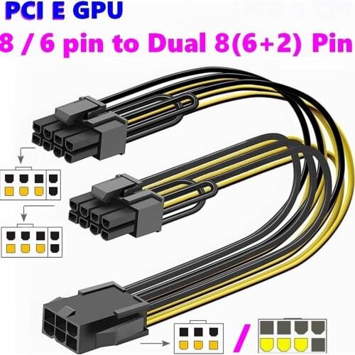GPU 6 pin / 8pin 8 pin Female to dual PCI-E PCI Express 8pin ( 6+2 pin ) Male power cable wire For graphics card BTC Miner