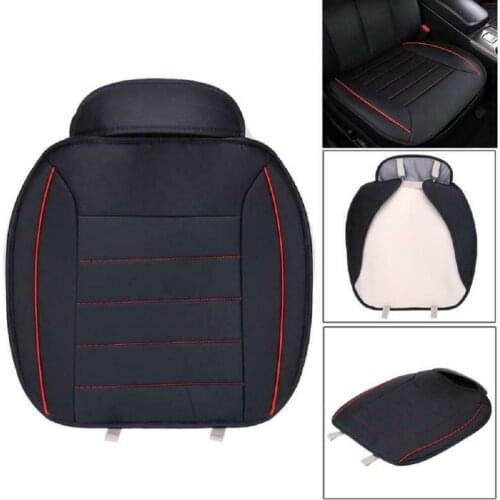 PU Leather Deluxe Car Seat Cover Set Protector Cushion Pad Black Red Stitch Auto Seats Universal 4 Season Interior Accessories