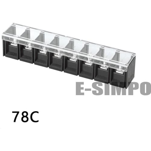 Barrier Terminal Block 78C 13mm Pitch 600V30A 18-10AWG with Plastic Cover,Center pin, without mounting ears