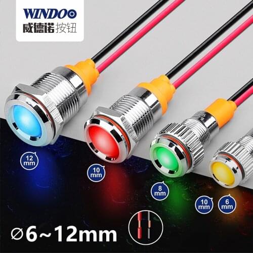 6MM 8mm 10MM 12mm micro garage red green blue3-8v 9-24v 48v 110v 220v 250v led indicator light price