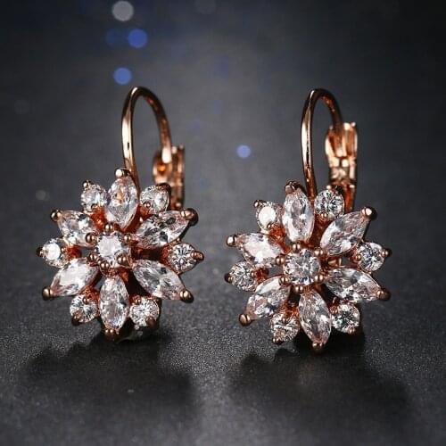 SLBRIDAL Fashion Jewelry Bijoux Anti-allergic Earring Charm Stud Earrings Women New Trendy Rose Gold Girls Daily Earrings