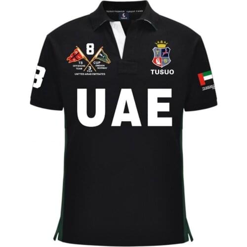Brand Mens Polo Shirts Short Sleeve UAE NZ MIAMI Embroidery Black White Fashion Male Polo Shirt Cotton Polos Summer Tops Tees