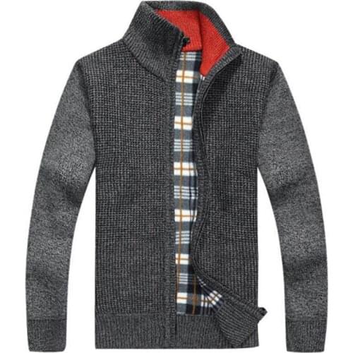 Mens Warm Sweaters Cardigans Winter Sweater Tops Stand Collar Overcoat Mens Wool Cotton Slim Casual Mens Christmas Sweater