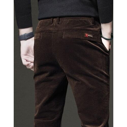 ICPANS Corduroy Casual Mens Pants 2020 Korea Style Elastic Waist Winter Pencil Pants Man Overalls