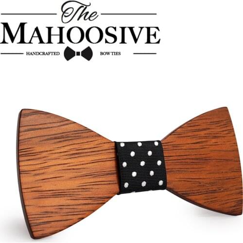 Mahoosive Gravata Plaid Wood Wooden Bow Tie For Man Wedding Butterfly Design Necktie for Wedding Groom