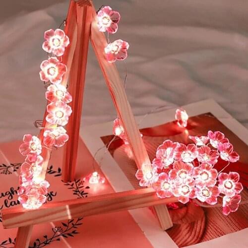 New Spring Pink Blossom LED String Lights for Holiday Birthday Wedding Home Decoration Garland Decor Cristmas Decoration