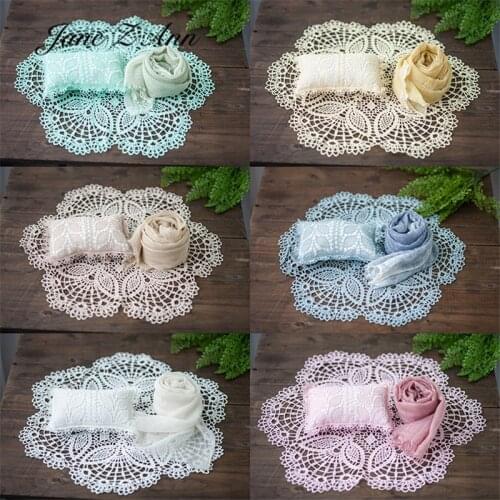 Newborn 6 colors lace small round blanket pillow wrapped cloth children photography photo props combination