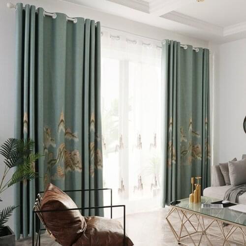 New Chinese Curtain Fabrics High-end Embroidered Curtains Simple and Elegant Curtain for Living Room Bedroom and Study