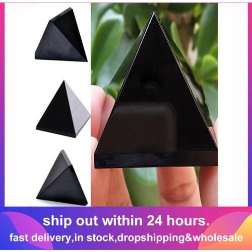 NEW Obsidian Pyramid Living Room Natural Crystal Stone Obsidian Pyramid Ornaments
