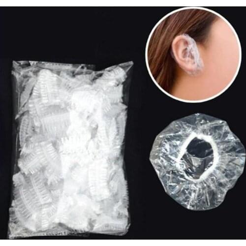 Disposable Clear Shower Water Ear Protector Cover For Hair Dye, Shower, Bathing Ear Cover Caps (100PCS)