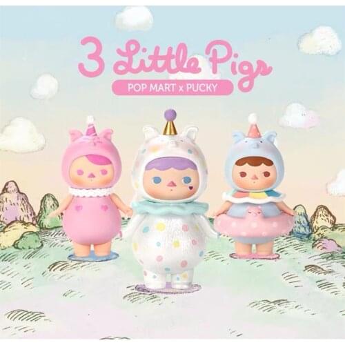 Original Pop Mart Pucky Three Little Pigs Series Blind Box Toys Model Confirm Style Cute Anime Figure Gift Surprise Box