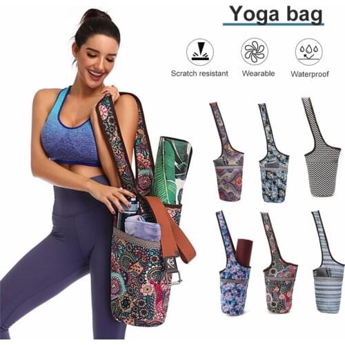 Outdoor Sports Yoga Mat Bag Casual Fashion One-shoulder Crossbody Printed Yoga Backpack Canvas Bag