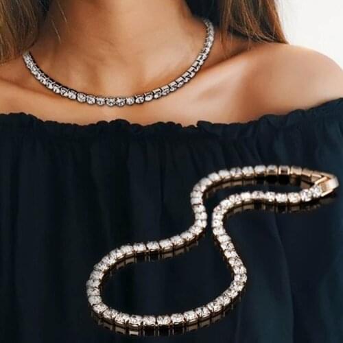 Women Jewelry Dazzling CZ Choker Necklaces Luxury Tennis Chain Necklace Drop Shipping