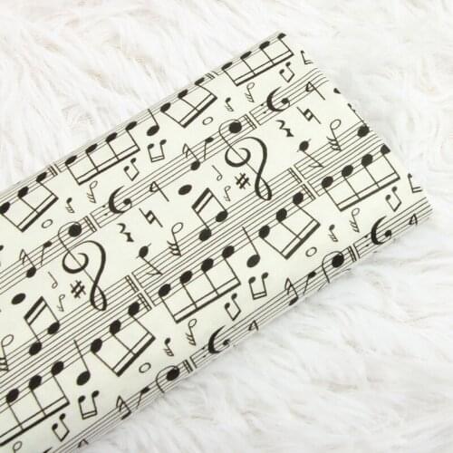 Half Yard Plain Cotton Fabric With Musical Notes Print Handmade DIY Bag Garment Dress 100% Cotton CR-811
