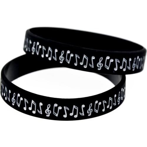 1PC Music Note Silicone Wristband Debossed and Filled in Color