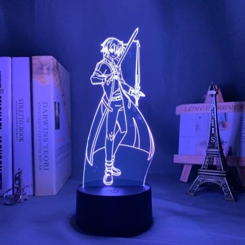 Anime Led Night Light Sword Art Online Kirito for Bedroom Decor Gift Colorful Nightlight Manga 3d Lamp Kazuto Kirigaya
