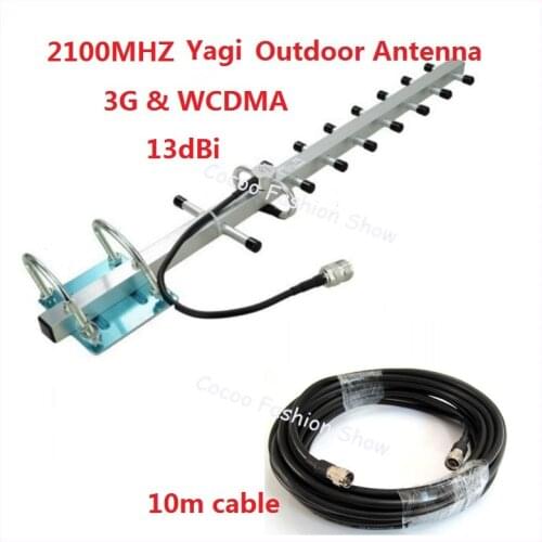 ZQTMAX Outdoor Yagi Antenna 13db 9Unit 1710-2170MHz for 3G 4G Repeater 1800/2100MHz Signal Booster Amplifier with 10m cable