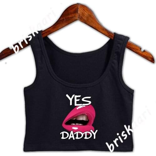 Yes Daddy Kinky Sexy Sexy Crop Top Women Spring Autumn Sexy Designing Round Neck Basic Sleeveless Sexy Tank Top Vest