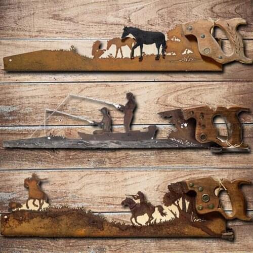 1pcs Metal Art Saw Hand Craft Design On An Old Saw Cut Hand Saw Metal Art Fathers Day Unique Gift Art Tree For Wall Decor