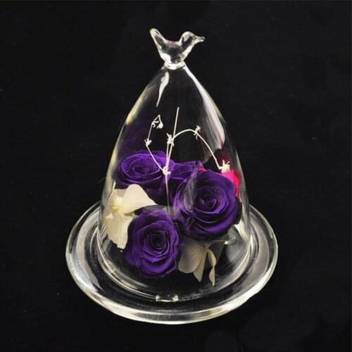 12sets/pack 8.5*15cm Glass Base Bird Top Glass Dome Vase Home Decorative Creative Glass Cover Friend Gift Fashion Business Gift