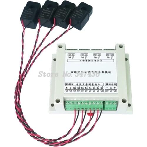 4 way PLC AC voltage current transmitter voltage power mutual inductance acquisition measurement sensor module 485