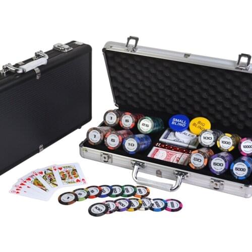 500Pcs Diamond Brand Wheat Clay Poker Chips Texas Hold'em Coins Poker Sets Party Club Chips Aluminum Case Set Jeton Poker