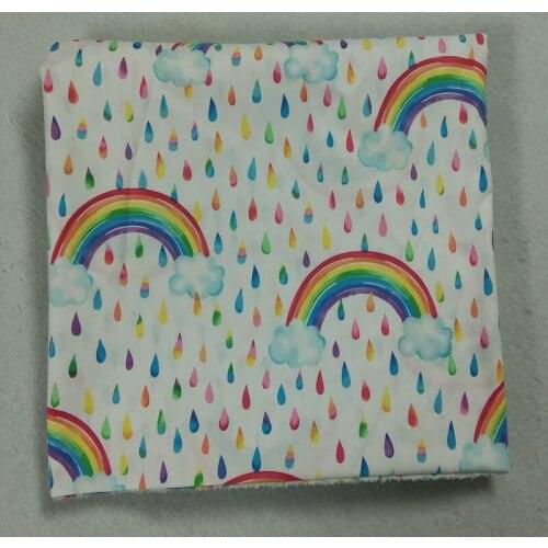 50x105cm White Colorful Rainbow Clould Rain Printed Cotton Fabric Printed Cotton Fabric Fabric Patchwork Cloth Bag Party Home De