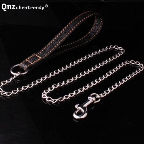 8mm 128cm Tone Stainless Steel Dog Chain Slip Collar Cuban Dog Training Choke Collar Strong Traction Practical Chain Necklaces
