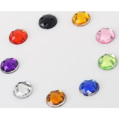 100pcs 8mm Double Hole Flatback Acrylic Sew On Rhinestone for Dancing Dress Clothing Shoes Wedding Decoration High Quality