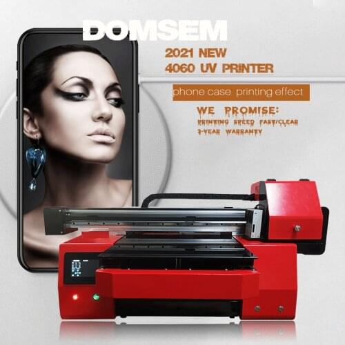 DOMSEM 6040 UV Inkjet Printer Varnish 3D Embossed Printer 3 Printheads Cylindrical Flatbed Printing Machine For Glass PVC Wood