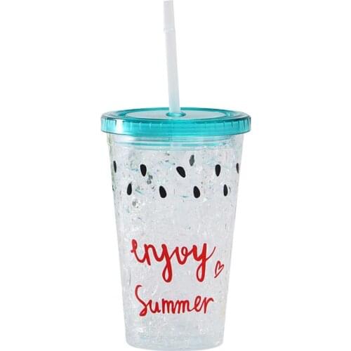 Dropshipping!Water Cup Eco-friendly Plastic Cute Sweet Straw Red Summer Creative Letters Large Capacity Household Bottleith