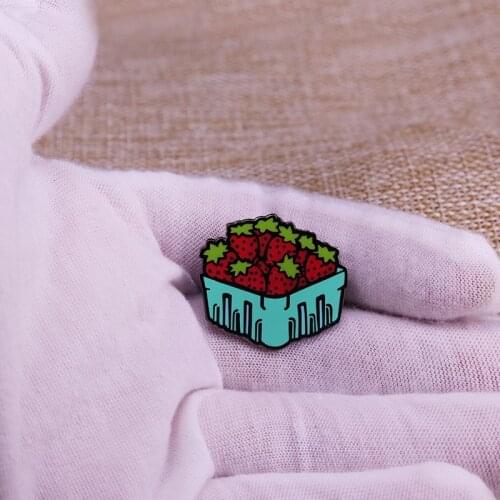 Strawberry In The Basket Enamel Pin Cute Pretty Brooch For Girls Coat Sweater Scarf Badge