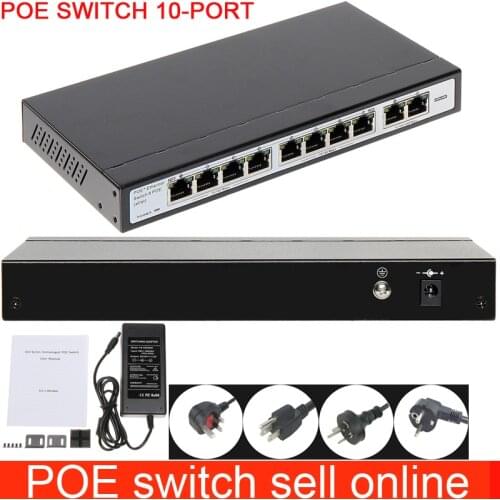 10 Ports 8 PoE Injector POE Power Over Ethernet Switch Power Over Ethernet POE Ethernet Switch Network Camera Power adapter