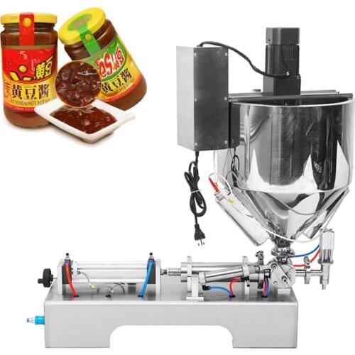 Horizontal stirring and heating pneumatic cream filling machine Chili oil hot pot bottom material heating and stirring filling m