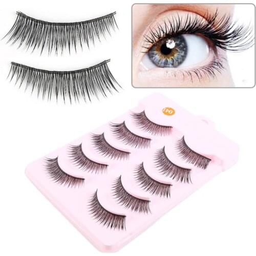 5Pairs 3D Mink Hair Long Eye False Fiber Eyelash Beauty Extension Tools Makeup Tips Eye Lashes Fake Natural Silk Eyelashes