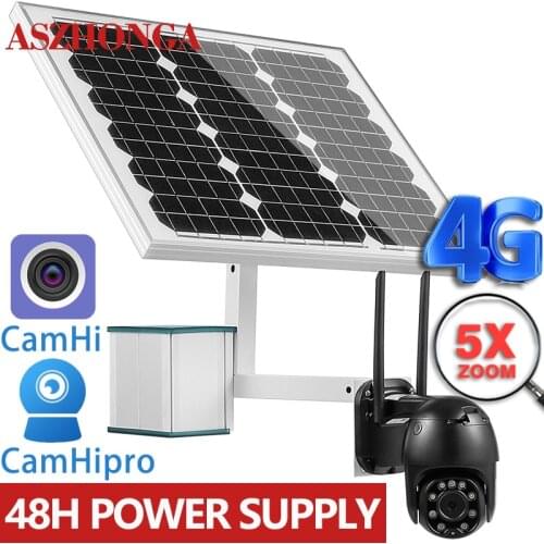 Wireless 3G 4G SIM Security IP Camera HD PTZ 40W Solar Power Panel CCTV 5MP 5X Optical ZOOM Outdoor Surveillance Cam CamHi APP