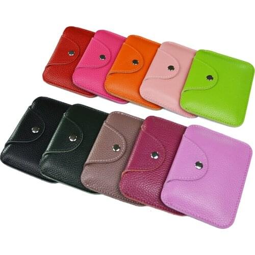 Genuine Leather Key Wallet Popular Candy Color Small Coin Purse Bus Card Package One Buckle pocket