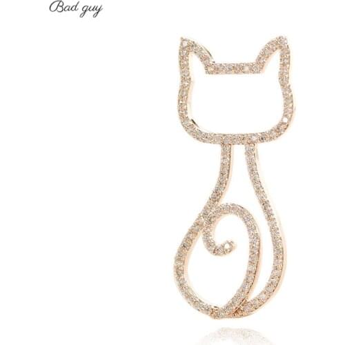 Cute Zicon Brooch For Womens Sliver Gold Cat Pin Jewelry Party Office Clothes Scarf Buckle Garment Accessories Brooches Gift