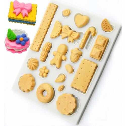 Cartoon Bow heart-shaped handmade biscuit silicone mold children color clay tools chocolate candy silicone mould DIY Baking Tool