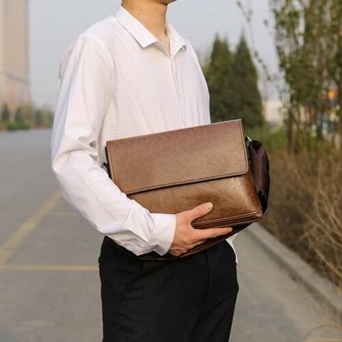 Mens Leather HandBag 2021 New Business And Leisure Pu One Shoulder Slant Cross Bag Multi Function Solid Color Briefcase
