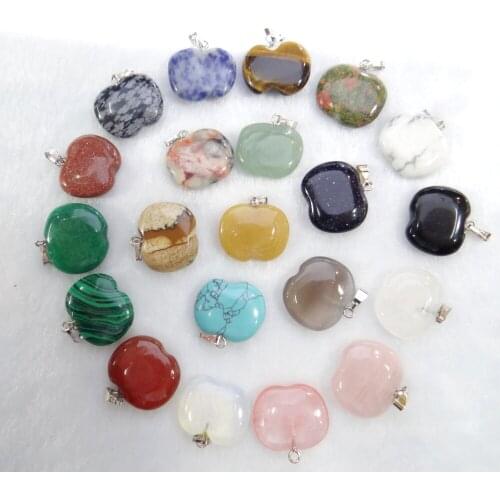 Natuursteen Turkoois Quartz Crystal lapis Opal tiger eye Apple hanger voor diy Sieraden maken ketting Accessories50pcs